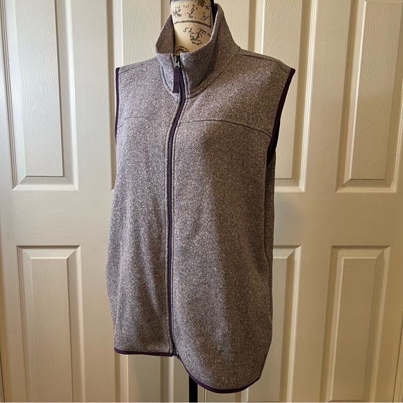 Worn Once! Eddie Bauer Fleece Zip Vest Heather Lavender Size XL - Picture 1 of 15
